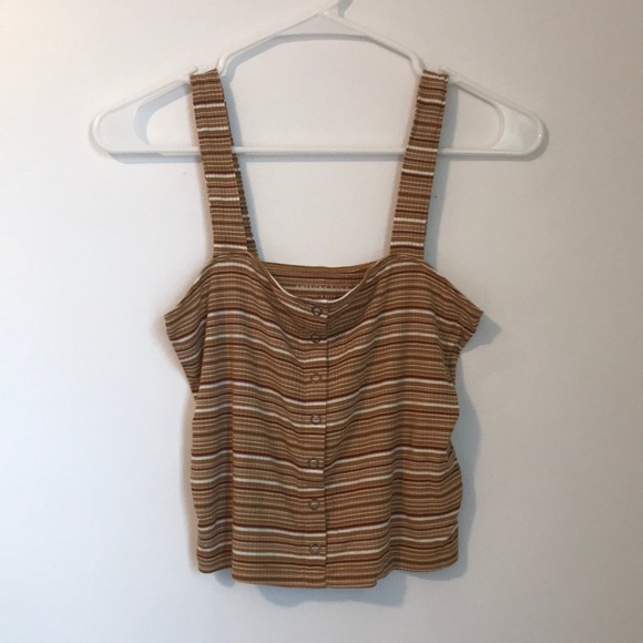 American Eagle Outfitters Tops - 🛍 ⭐️🎄Striped Button-down Ribbed Cropped Tank Top
